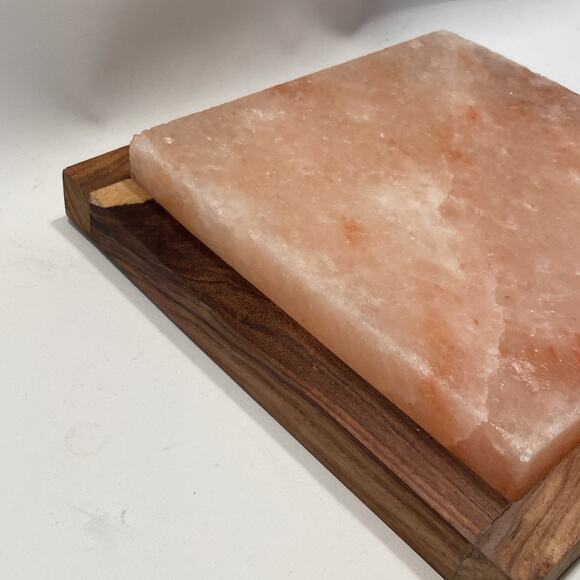 Himalayan Pink Rock Salt Block for Grilling, Searing, Cooking, BBQ & Wood Frame - Picture 5 of 9